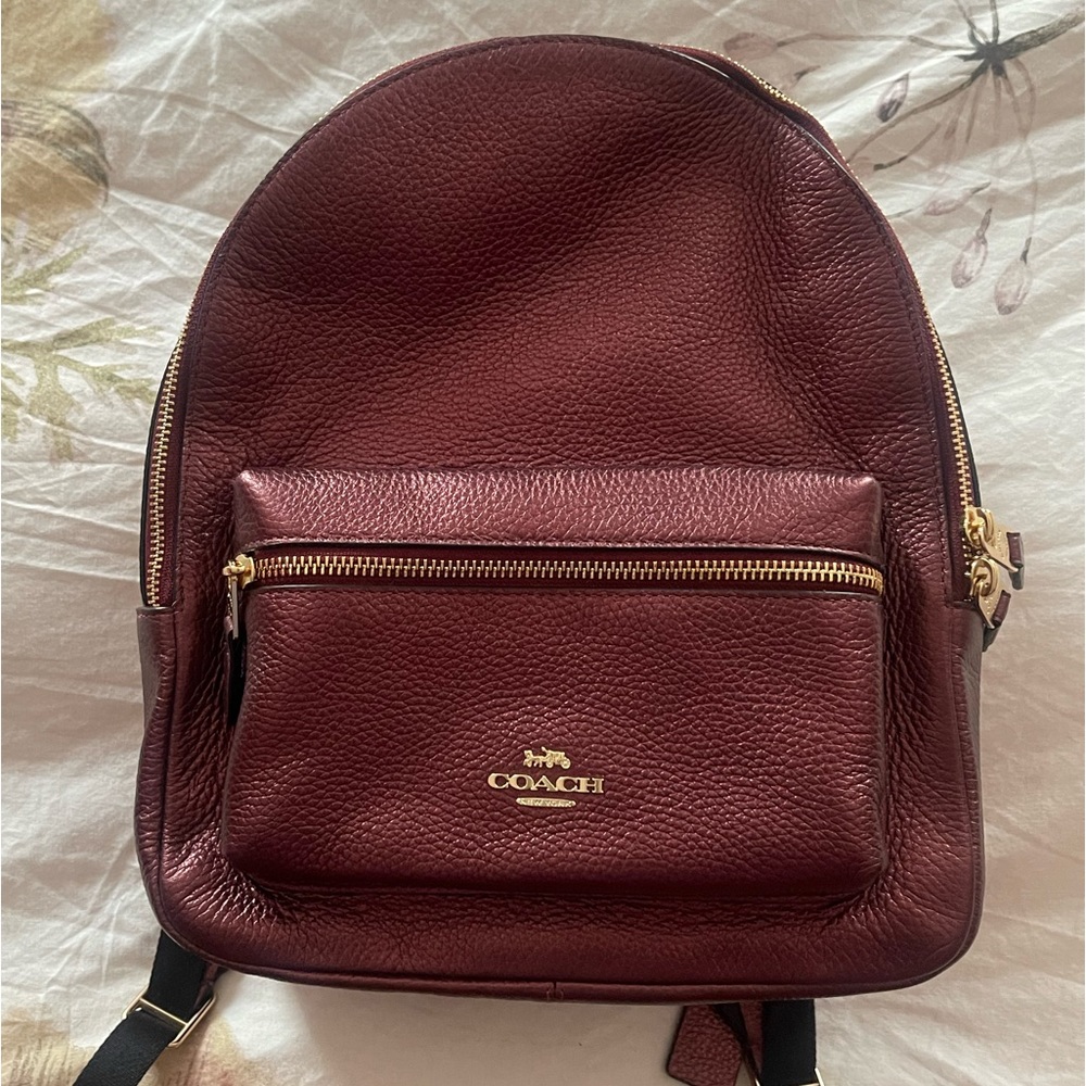 COACH Medium Charlie Backpack in Metallic Wine